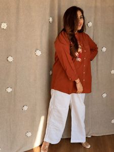 Embroidered Rust Co-Ord Set
