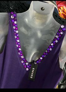 Elegant Purple Stone-studded Maxi Dress