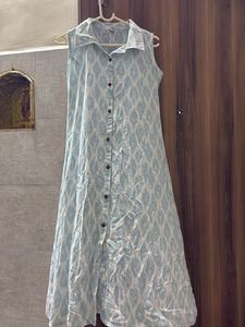 Blue and White Ikat Print Kurta