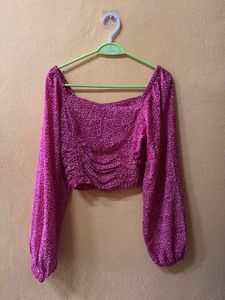 Chic Pink Floral Crop Top