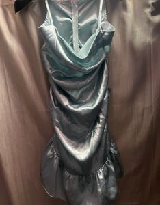 Satin Ruched Mini Dress | Baby Blue