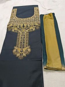 Fancy Golden Neck Work On Black Suit