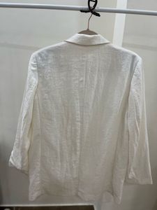 H&amp;M OFF WHITE LINEN OVERSIZED BLAZER