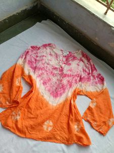 Tie-Dye Kurta with Embellishments
