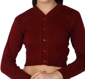 Maroon Readymade wool Saree Blouse