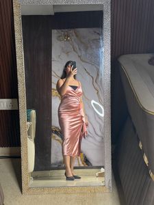 Satin Slip Dress with Ruffle Detail