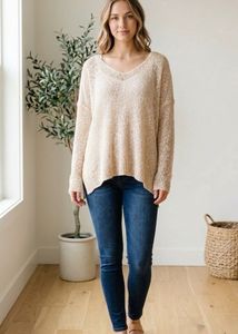 Loose Knit V-Neck Sweater