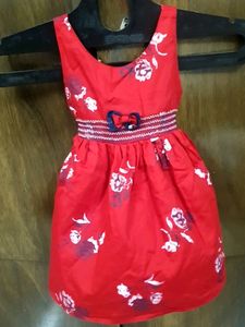 Rarely Used Red Cotton Frock 12 To 18 Month Baby