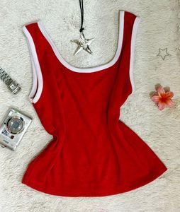 Red Ribbed Tank Top
