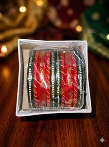 Red and Green  laah Bangles Set