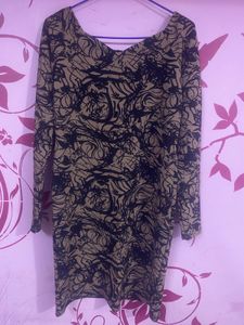 Patterned Long Sleeve Mini Dress