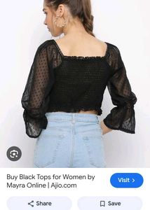 black off shoulder smocky top