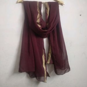 Maroon Dupatta With Golden Borders