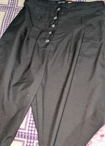 Tokyo Talkies Black High-Waist Trousers | Button D