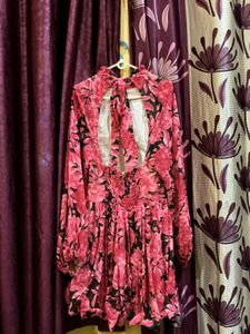 Floral Print Long Sleeve Mini Dress