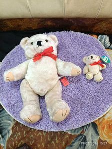 Vintage 80s Collectible Teddy bear plush with baby