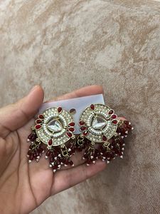 Elegant Red &amp; White Earrings