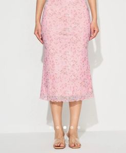 pink floral midi skirt