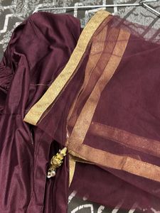 Designer Embellished Maroon Brocadeanarkali suit w