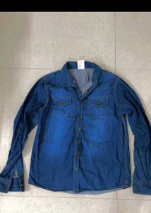 Stylish Blue Denim Cropped Shirt