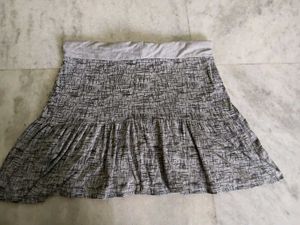 Grey Abstract Print Tiered Mini Skirt