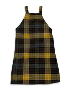 Vintage Plaid Overall Dress