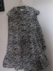Zebra Print Tiered Midi Dress