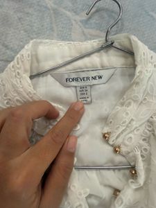 Chic White Broderie Anglaise Blouse