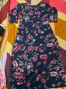 Beautiful Pink Floral N blue Kurti