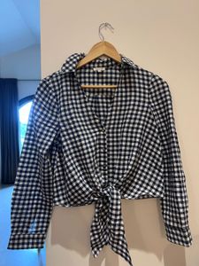 Black & White Gingham Tie Shirt Short