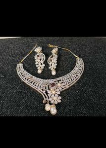 Stunning AD and Pearl Necklace Set
