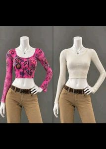 Trendy Cropped Long Sleeve Tops
