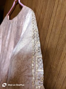 Elegant Peach Embroidered maxi dress/Kurta