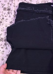 Edgy Distressed Black Denim Skirt
