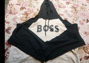 Crop BOSS Hooded Sweatshirt