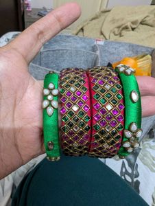 Handmade Silk Thread Bangles - Set of 4