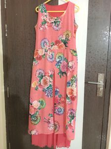 Western Floral Gown(Long) Pinkish Colour