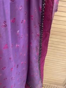 Designer Chiffon Saree,  Real Bandhni With Mukaish