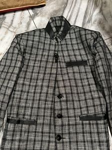 Men's Classic Plaid Band Collar Jacket