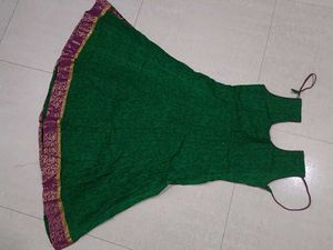 Green Anarkali Gown with Embellished Neckline
