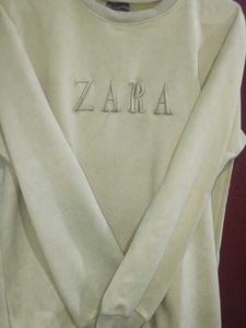 Zara Light Green Embroidered Logo Sweatshirt