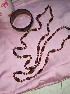 Sale_Retro Beautiful Brown Beaded Necklace &amp; Kada