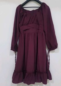 Chic and Elegant Maroon Fit &amp; Flare Midi