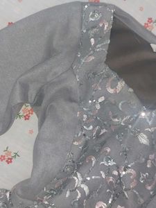 Grey Sequined Elegant Top