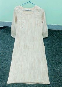 Elegant Beige Embroidered Kurta