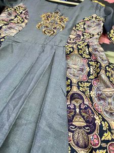 Embroidered Kurta with Printed Panels
