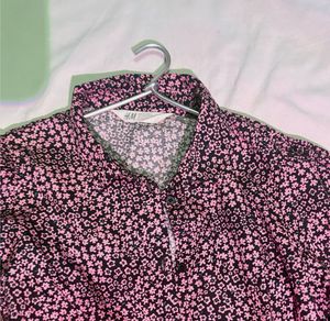 H&amp;M Pink Floral Print Blouse