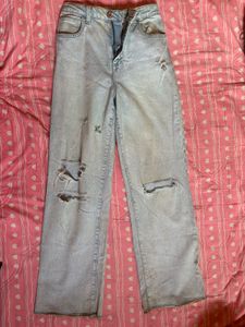 Ripped Wide Leg Jeans