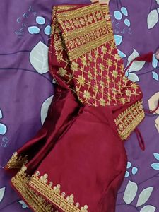 Maroon &amp; Gold Embellished Blouse