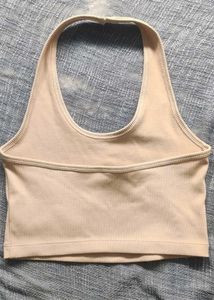 Ribbed Halter Neck Crop Top